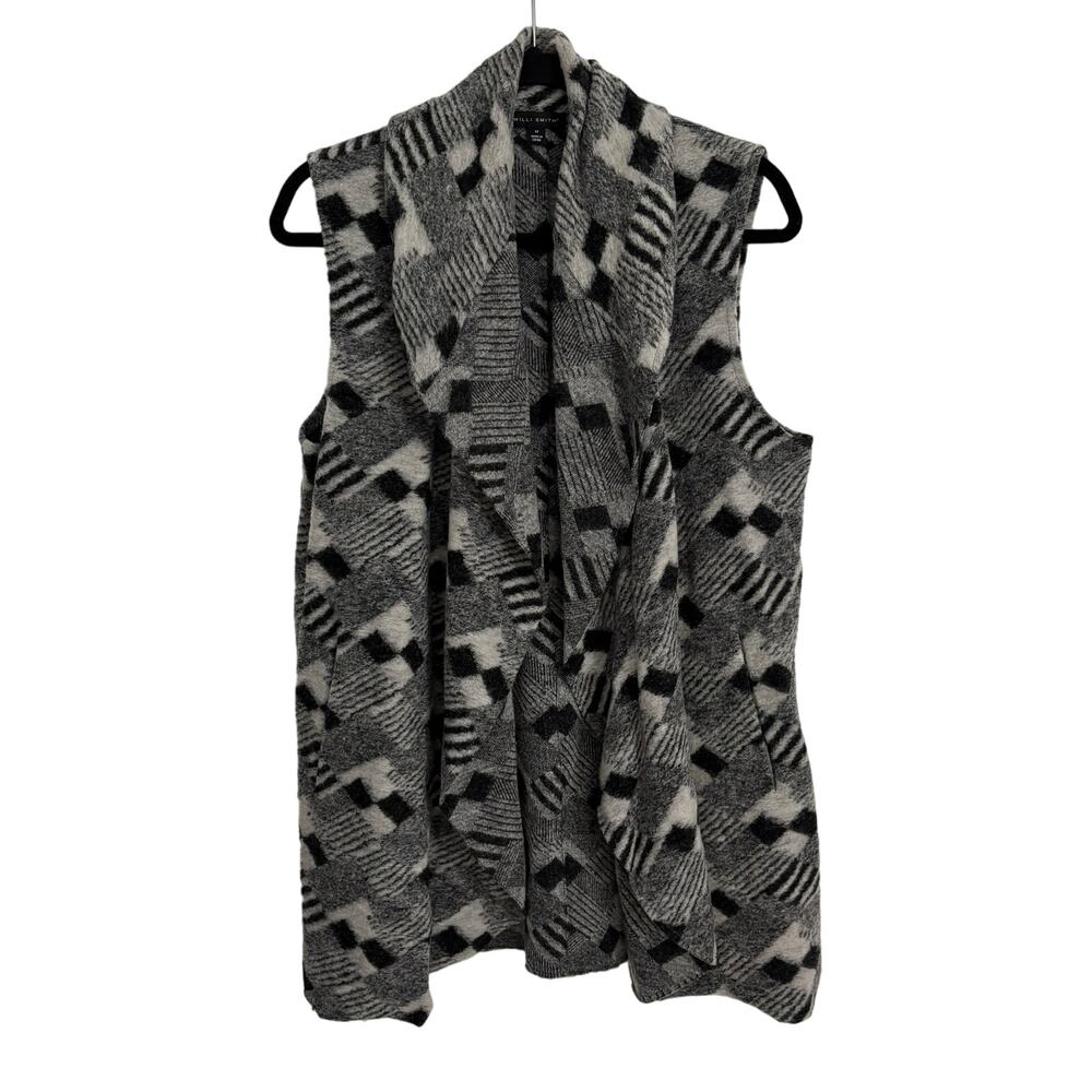 Willi Smith Wool Blend Vest Draped Front Waist Length Pockets Cozy Chic - Picture 2 of 10